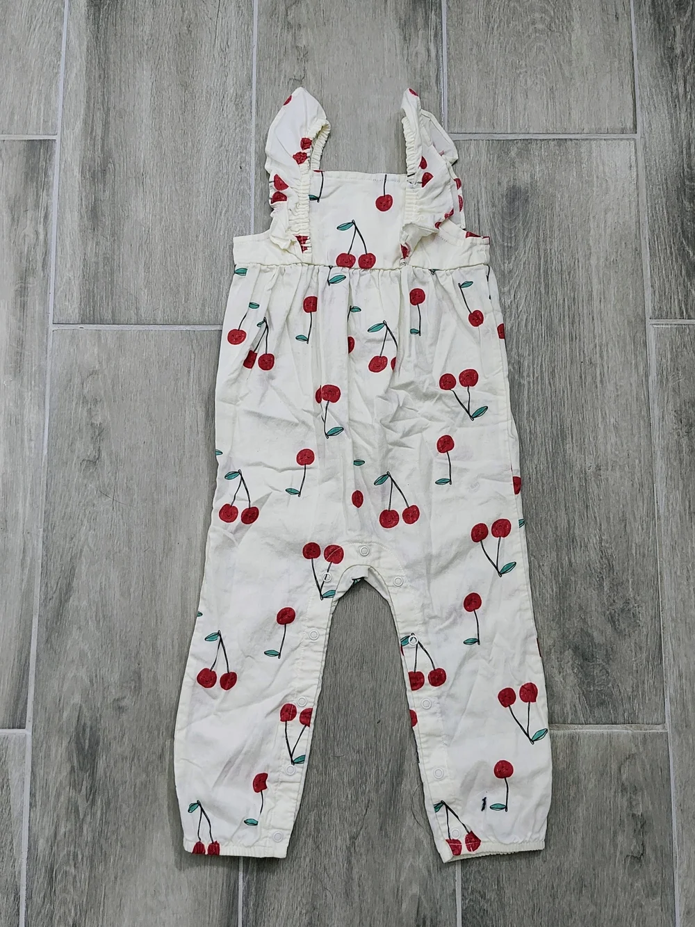 Carter's Cream Romper with Red Cherry Print
